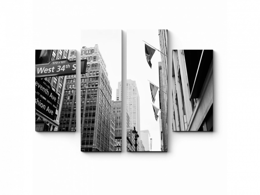 Манхэттен модульная картина чб