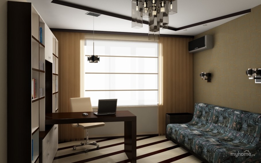 Дизайнерская спальня с рабочим местом