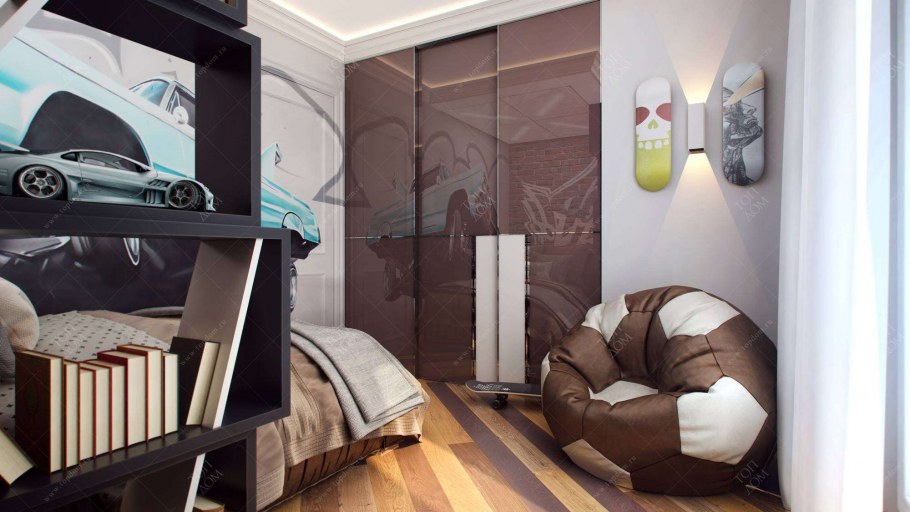 Комната в темных тонах для подростка