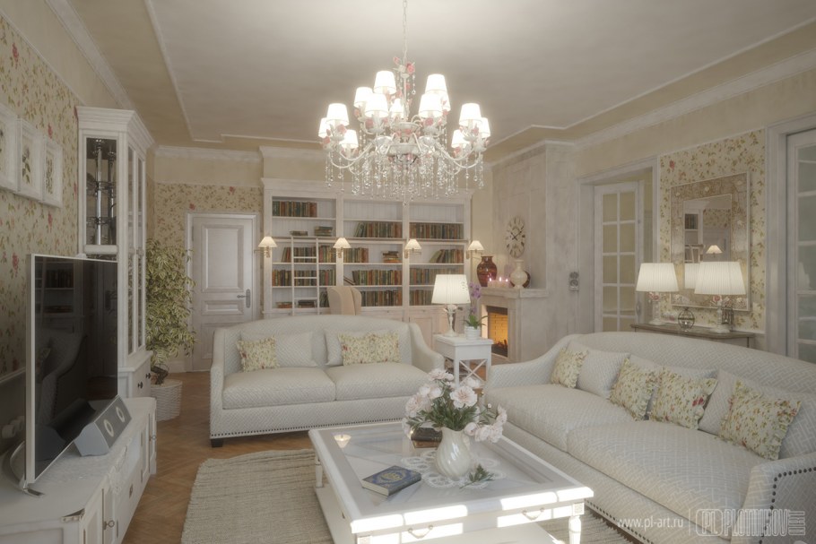 Гостиная в стиле современный Прованс