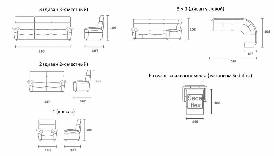 Cinno Cillini диван Майами схема сборки