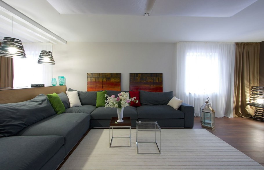 Гостиная в серых тонах