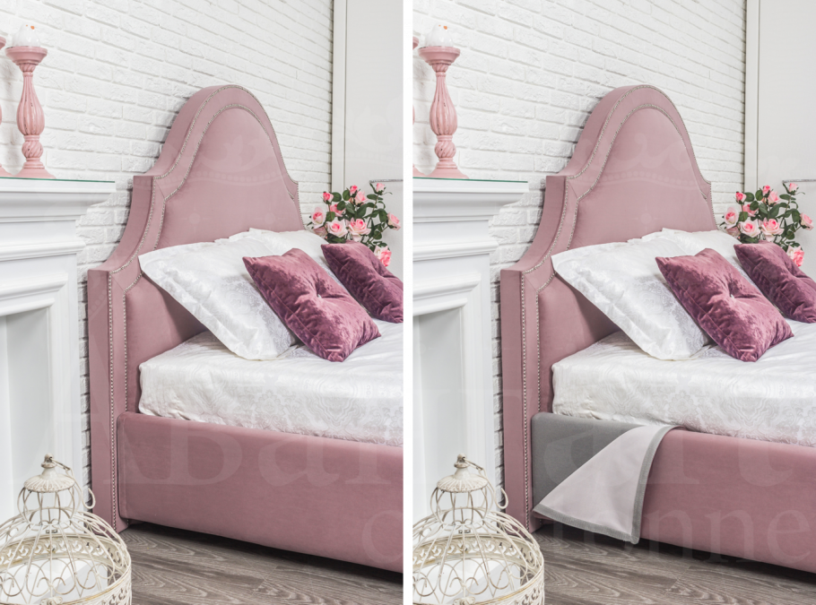 Спальня в серо розовом цвете