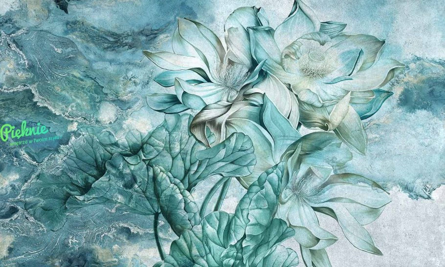 Фотообои с бирюзовыми цветами