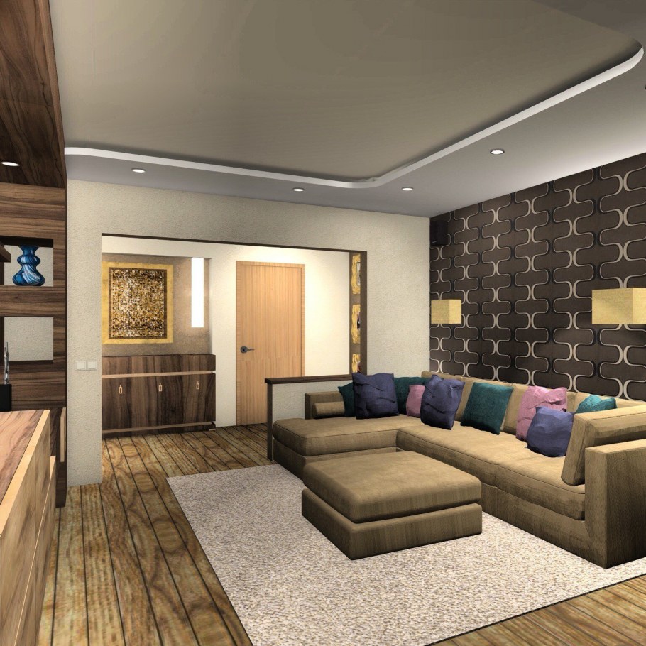 Гостиная в коричневых тонах