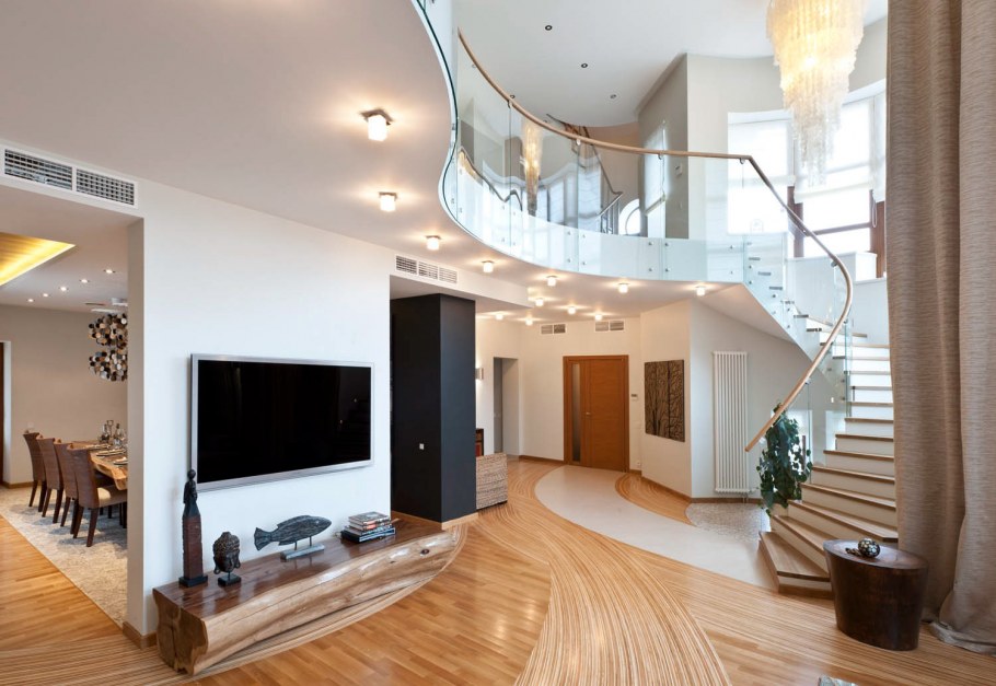 Проект гостиной с лестницей