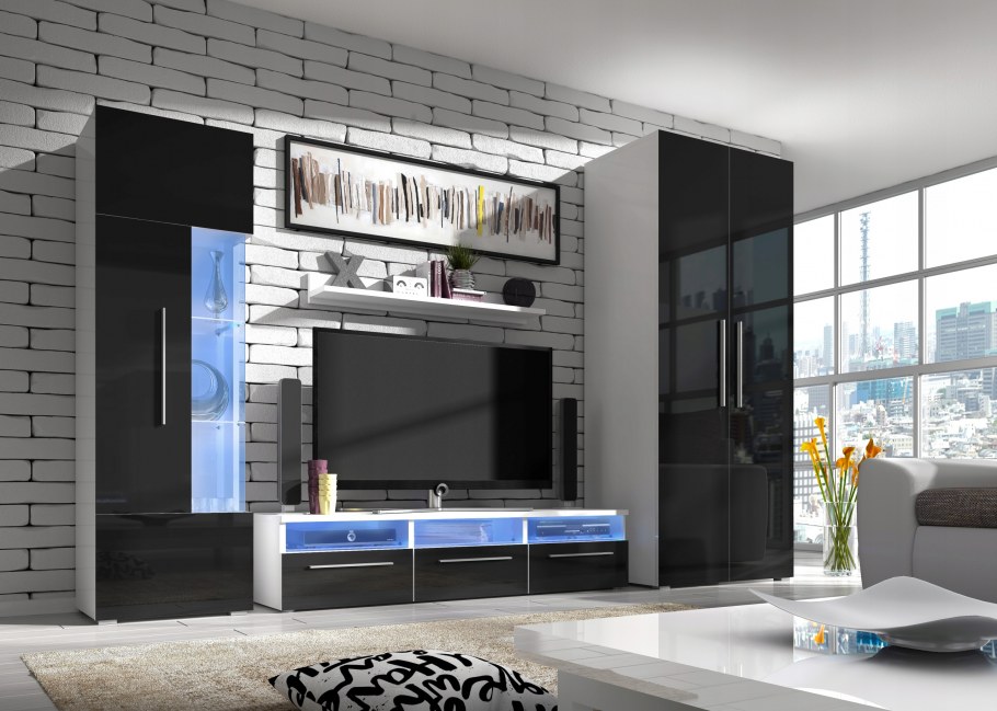 Стенка Shift Black/White глянец