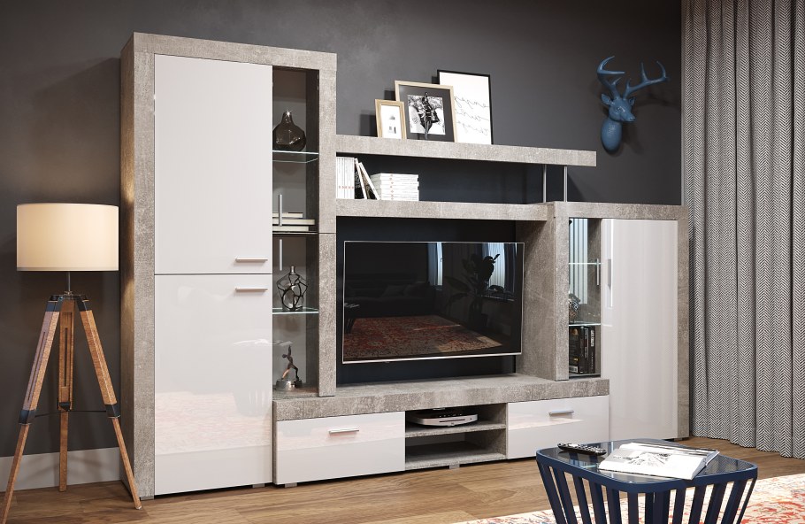 Гостиная ст-1 "Монтана" (Atelier/белый глянец