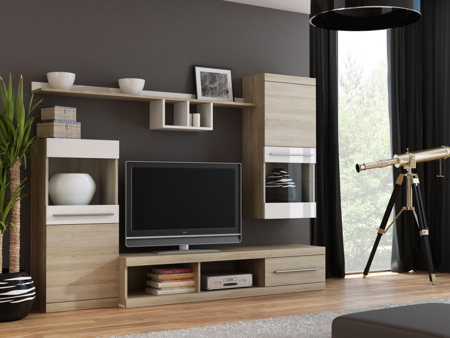 Юджи гостиная дуб сонома/белый 80297252