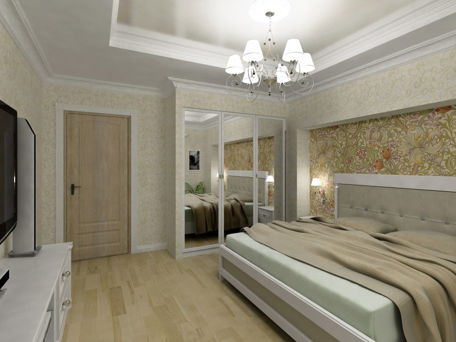 Спальня со светлыми полами