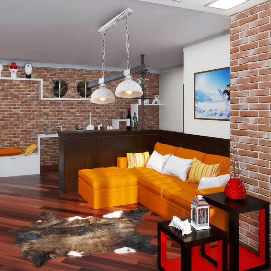 Красный кирпич в интерьере квартиры