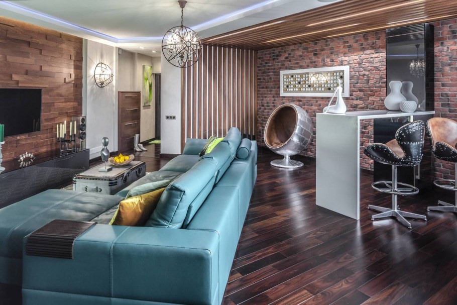 Гостиная лофт 20 кв