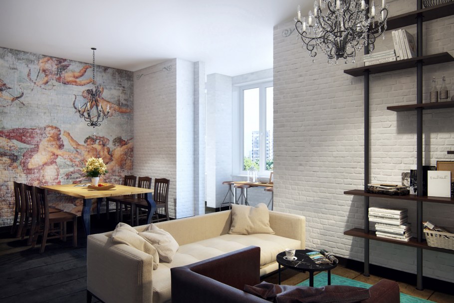 Белый кирпич в интерьере