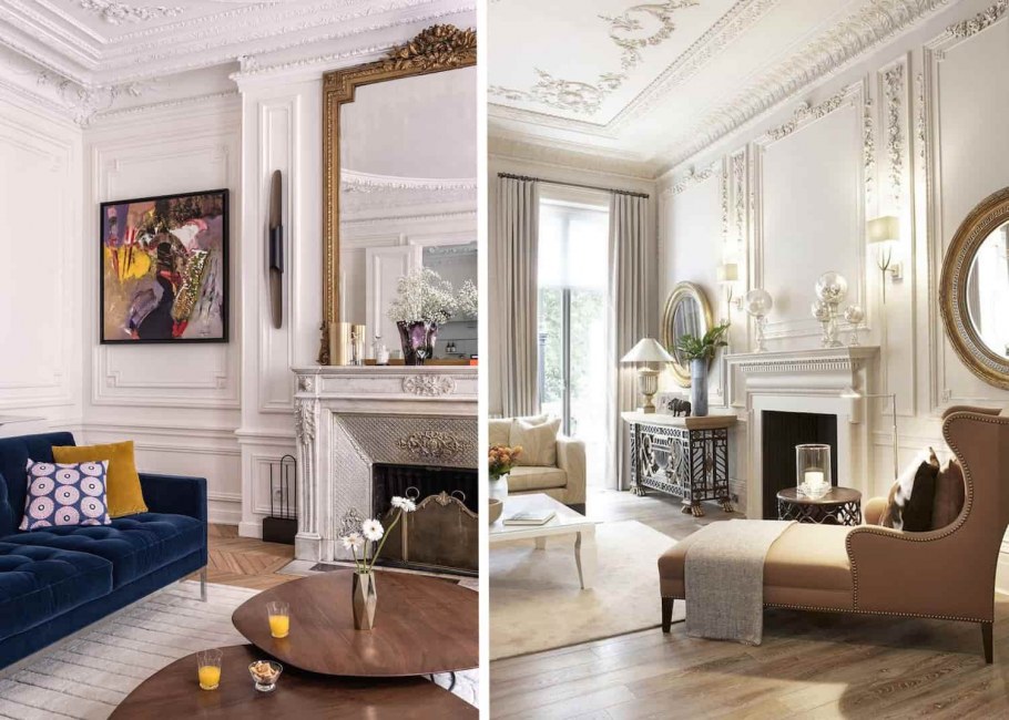 Лепнина в современном интерьере гостиной