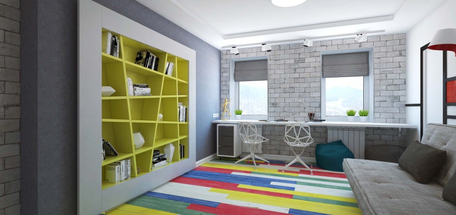 Детская с 2 окнами на одной стене