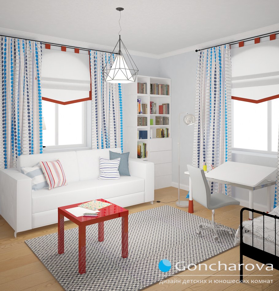 Детская комната с 2 окнами