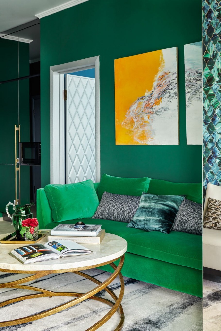 Сочетание синего и зеленого в интерьере