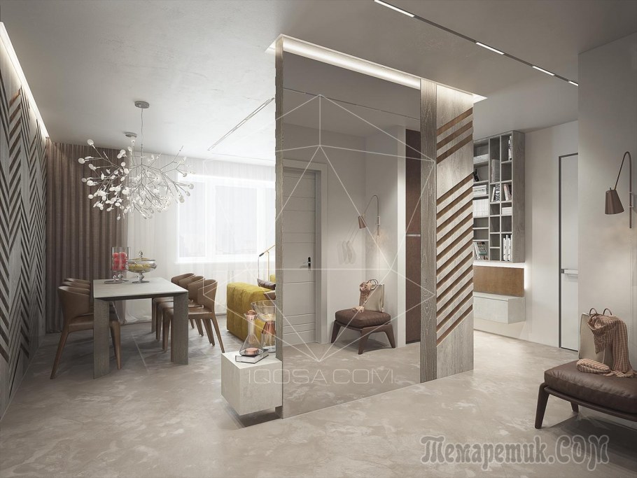 Стеклянная перегородка на кирпиче