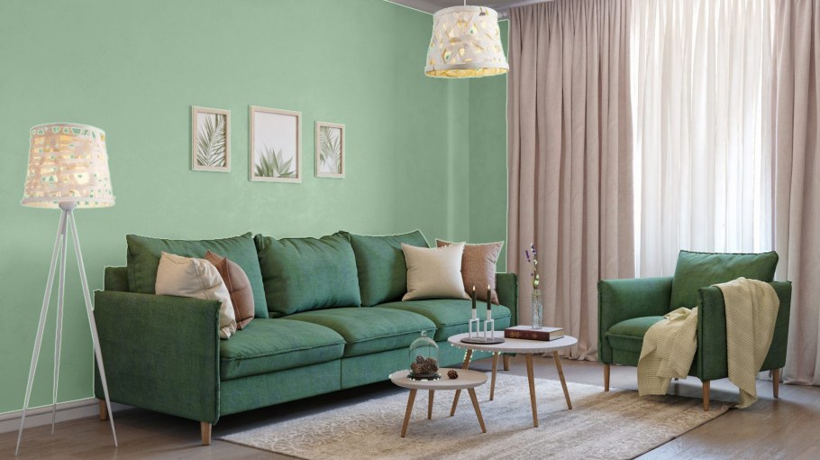 Оливково бежевая спальня