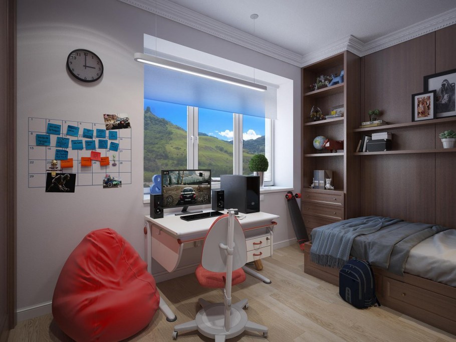 Комната спальня обычная для подростка