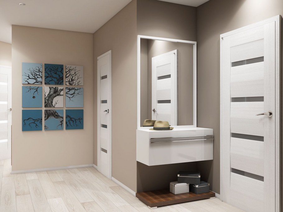 Современная классика прихожая 7 кв м свет реки