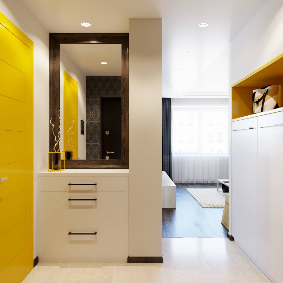 Прихожая в коричнево-бежевых тонах