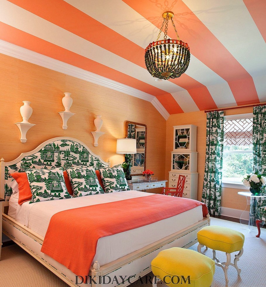 Персиковые стены в интерьере