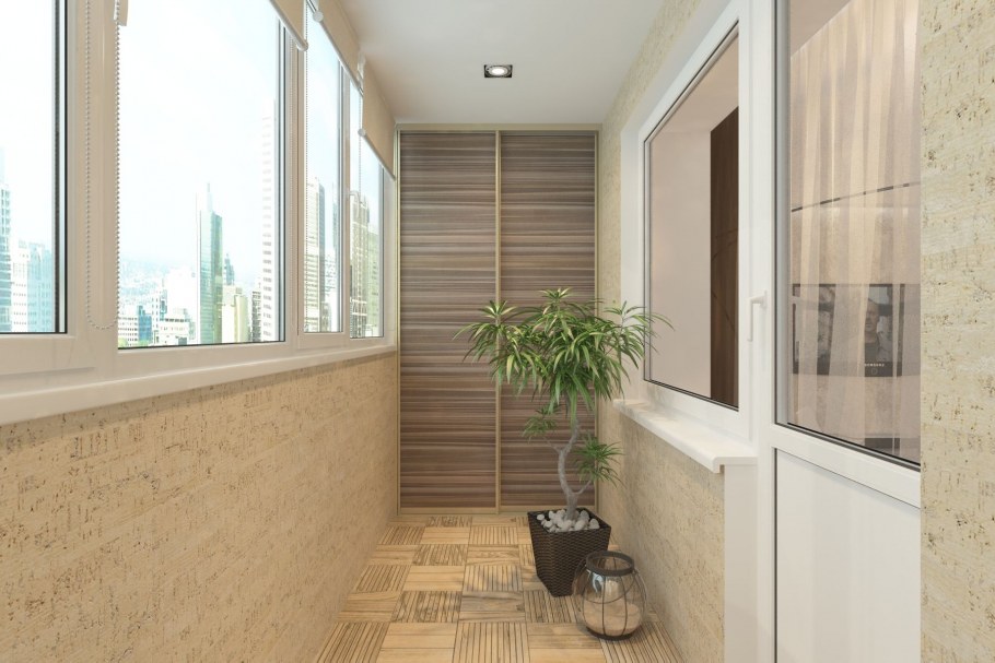 Отделка балкона внутри штукатуркой