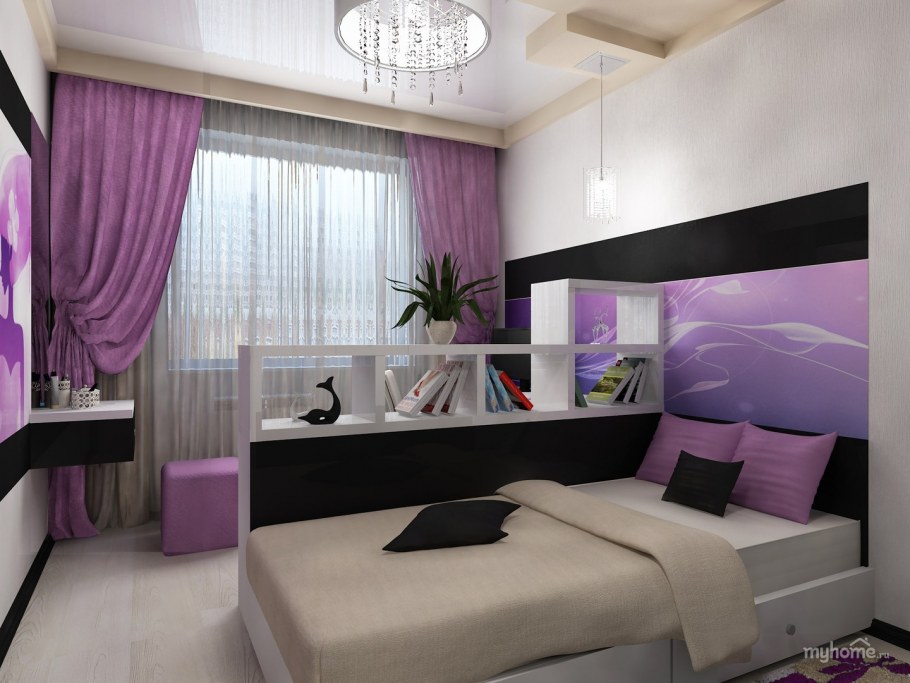 Фиолетовые спальни-гостиные