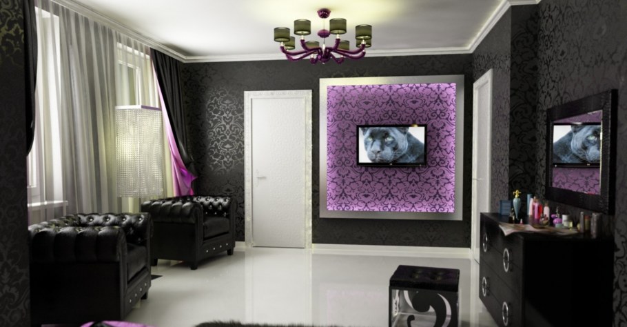 Черно фиолетовая комната
