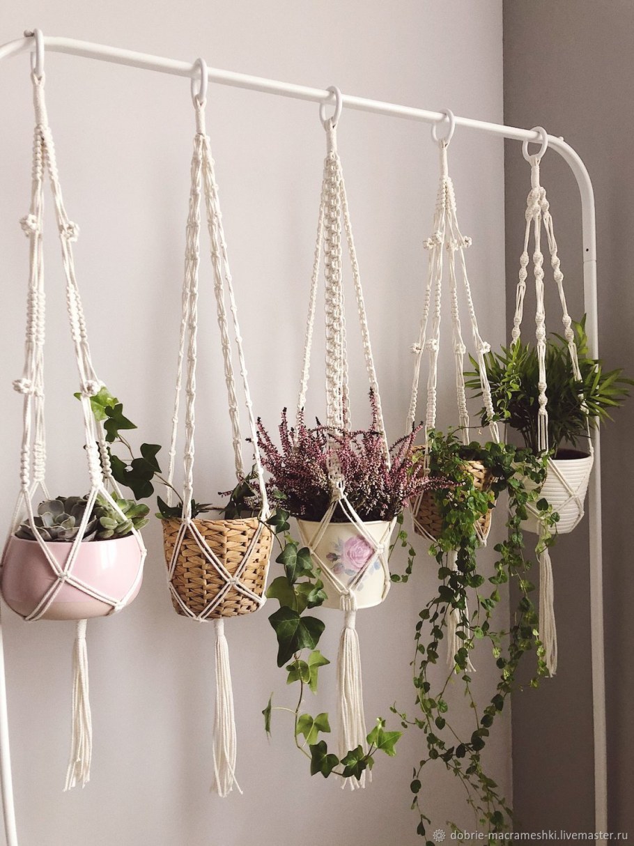Подвесные кашпо в интерьере