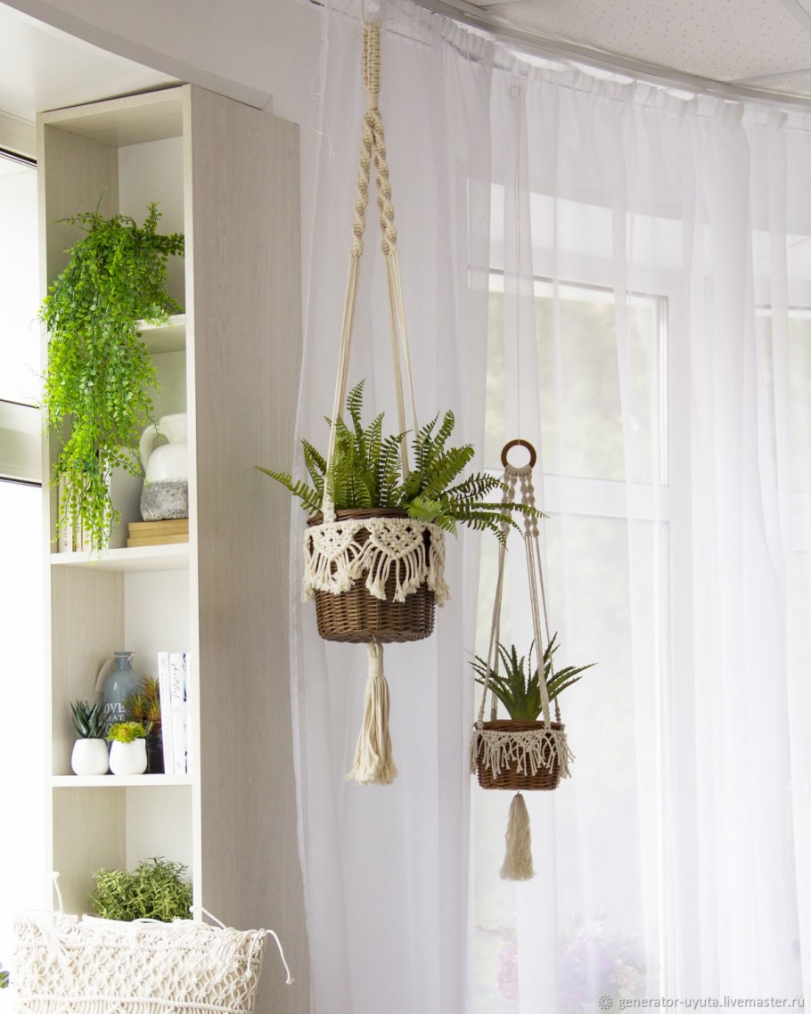 Подвесные кашпо в интерьере