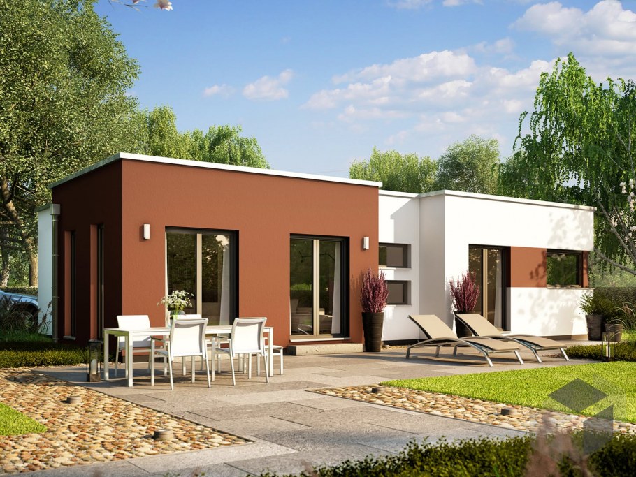 Дом бунгало с плоской крышей