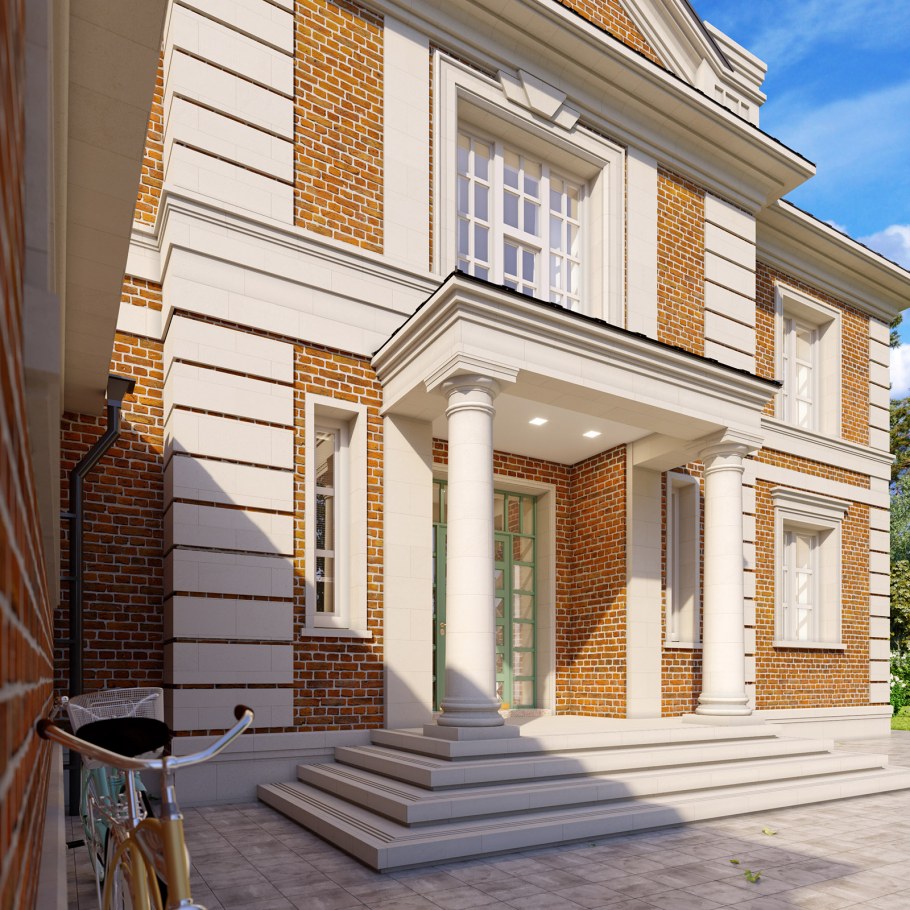 Кирпичный дом в классическом стиле