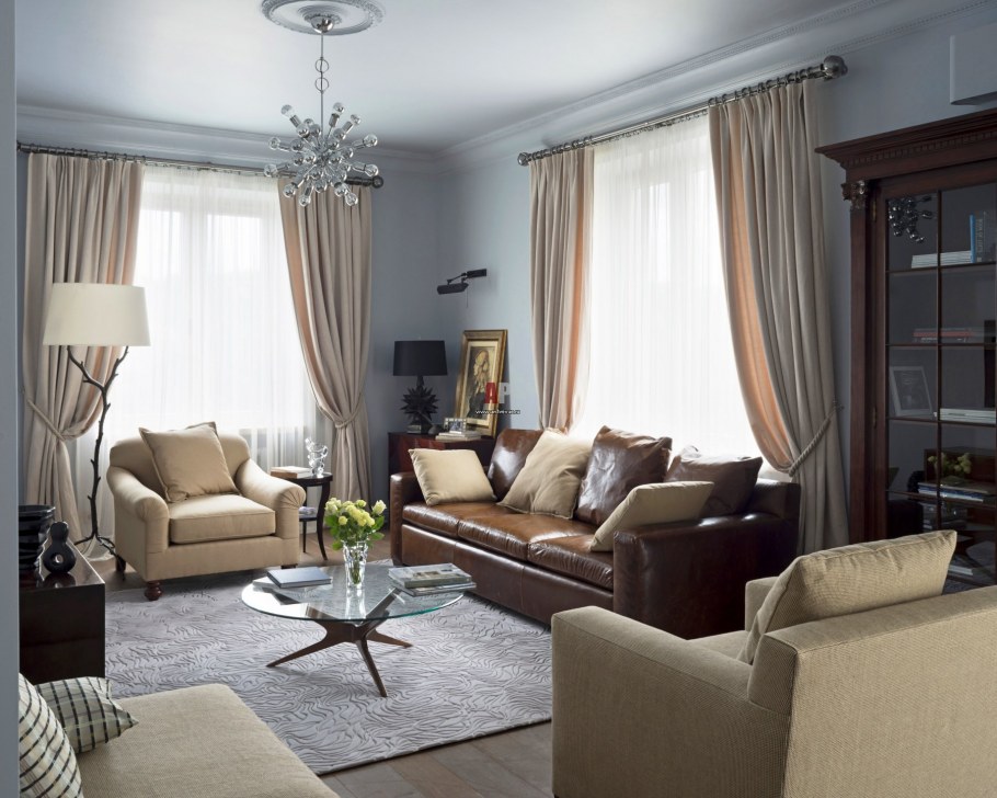 Гостиная с 3 окнами