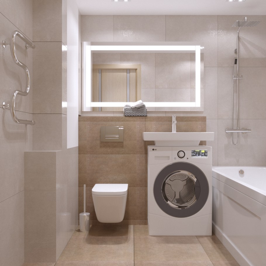 Ванная с постирочной планировка