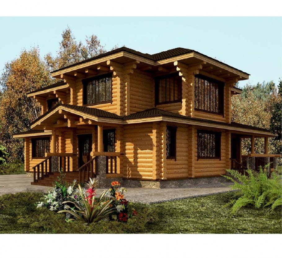 Дом из оцилиндрованного бревна Викинг