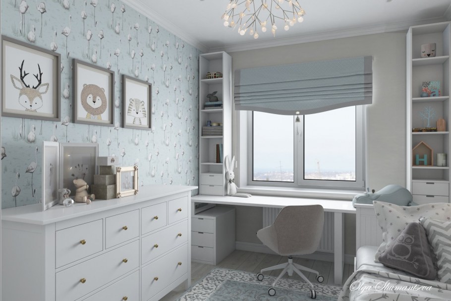 Письменный стол у окна в детской