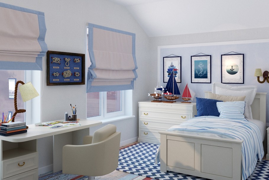 Комната для двоих в морском стиле