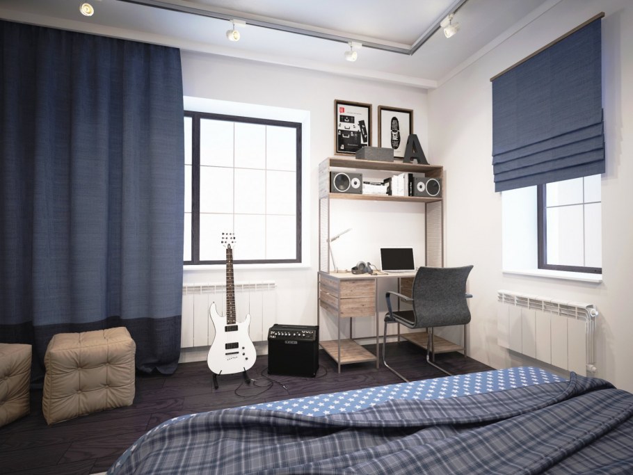 Современный интерьер детской комнаты для двух школьников