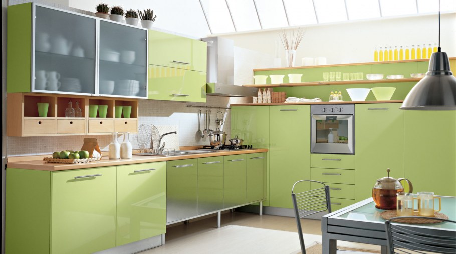 Кухни оливкового и фисташкового цвета