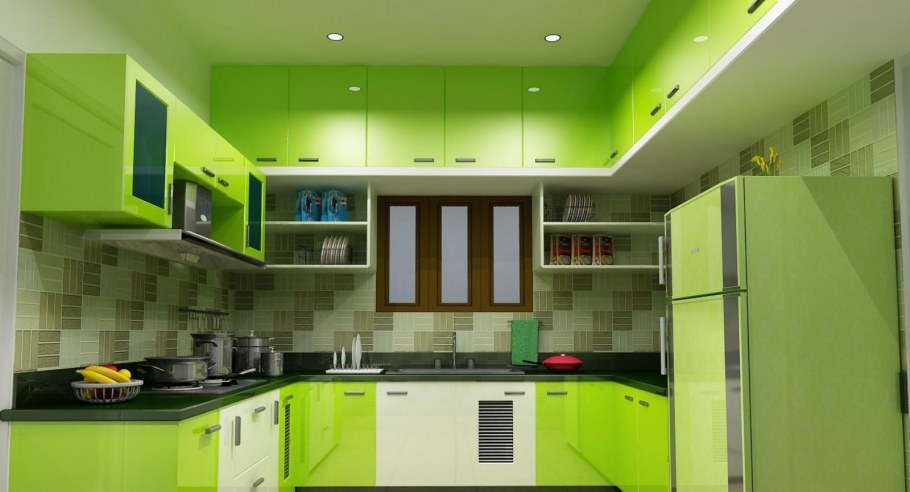 Кухня зеленого цвета