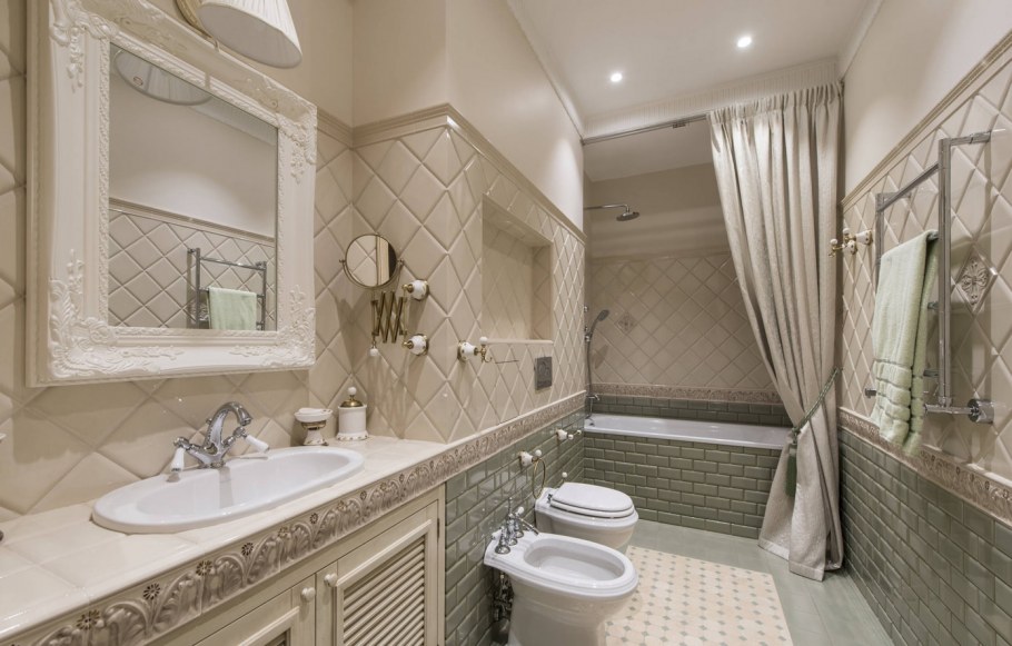 Санузел плитка метротил стиль Неоклассика