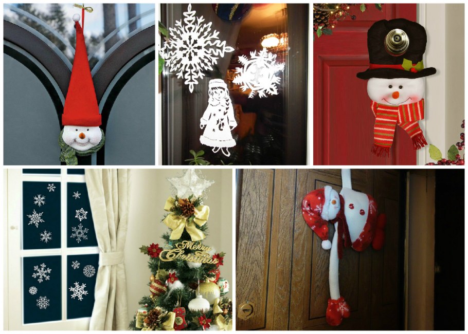 Украшение двери на новый год