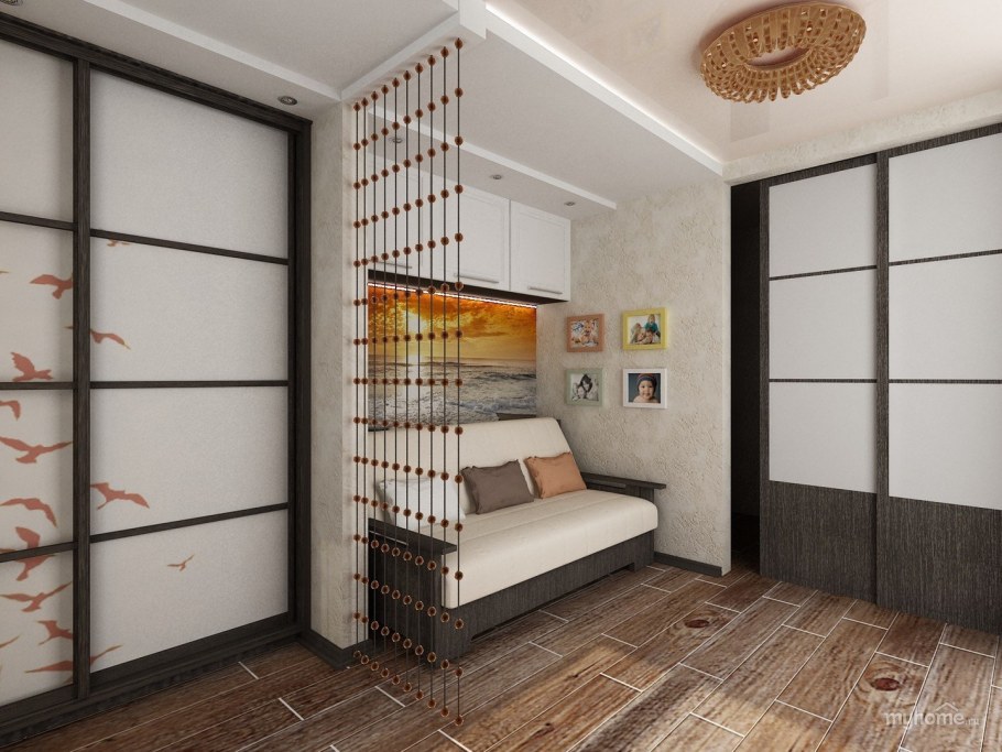 Гостиная-спальня с балконной дверью