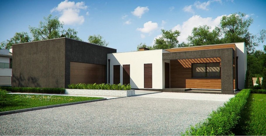 Одноэтажный дом z500 с плоской крышей