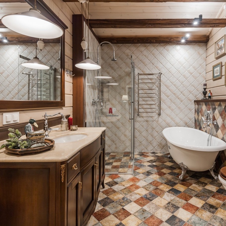Ванная в древесном стиле