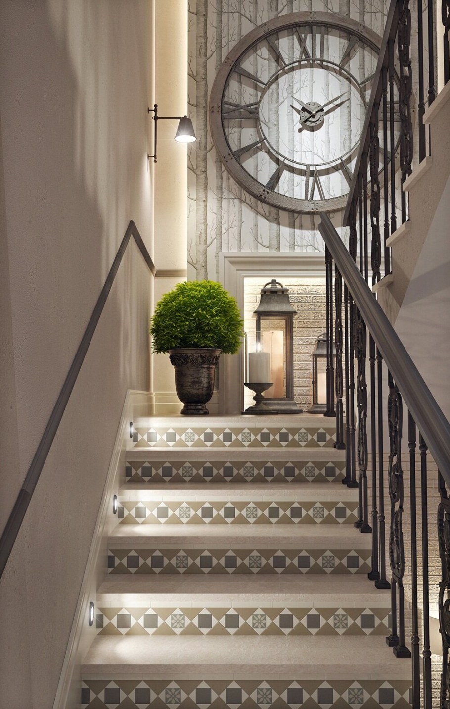 Декор стен на лестничном пролете