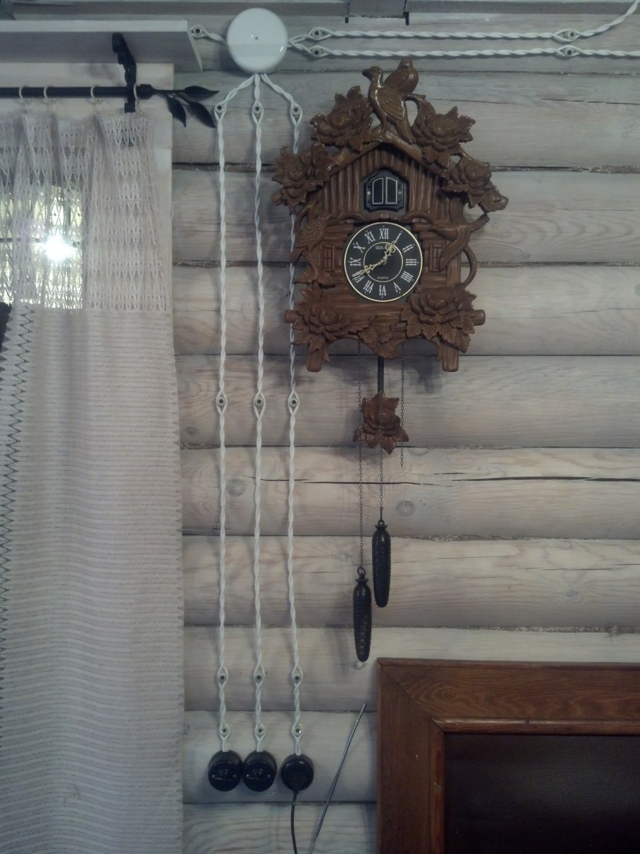 Ретро проводка в интерьере деревянного дома