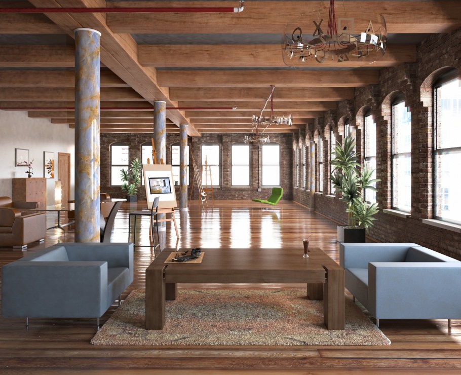 Колонна голубая в интерьере